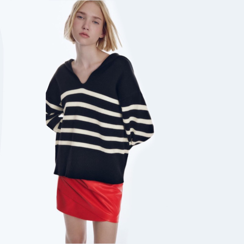 Jual Sweater Knit Z*raa V Neck Striped | Shopee Indonesia