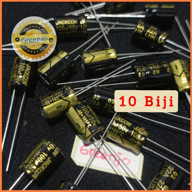 Jual x10 Elco 100uF 16V 25V 35V 50V kapasitor Elko Original Jackcon