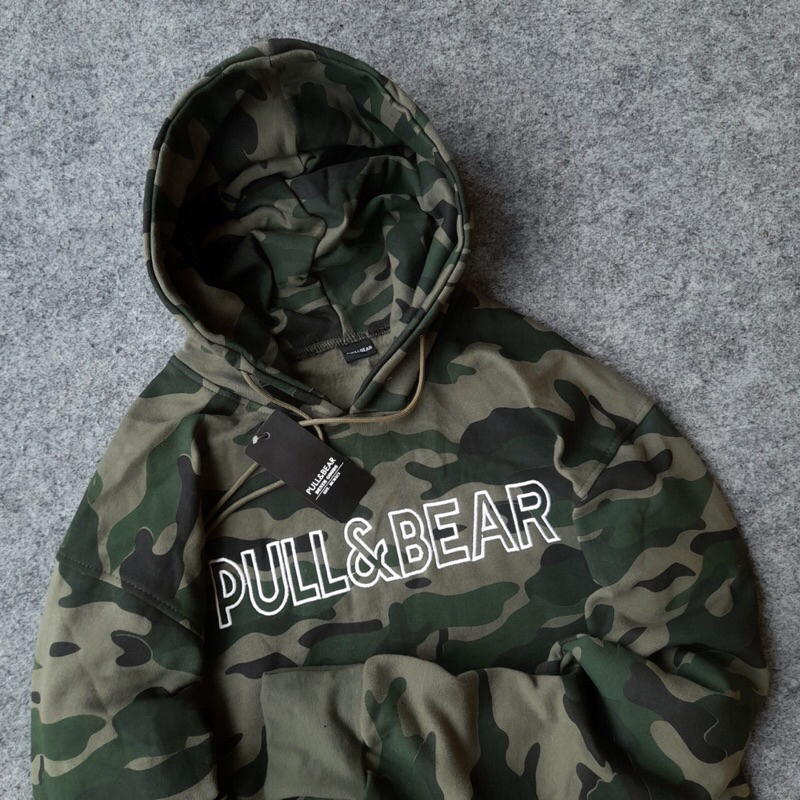 Jaket Sweater Hoodie PULL BEAR ARMY LOGO FONT BORDIR FULLTAG Label