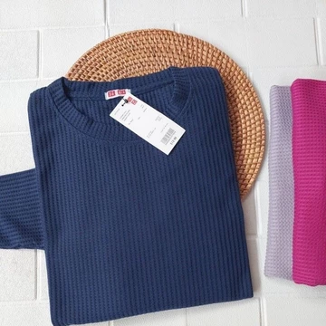 Tunik Rib Waffle Premium Wanita Simpel Tunik Uniqlo