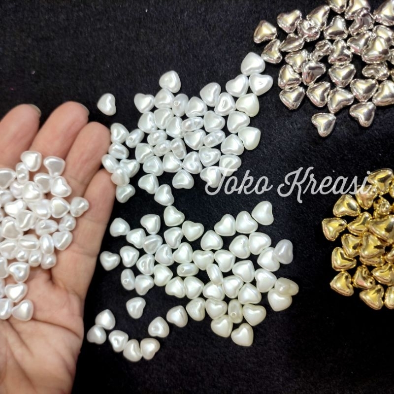 Jual (Per Pack) Mote / Manik ac susu bentuk love / hati 8mm | Shopee ...