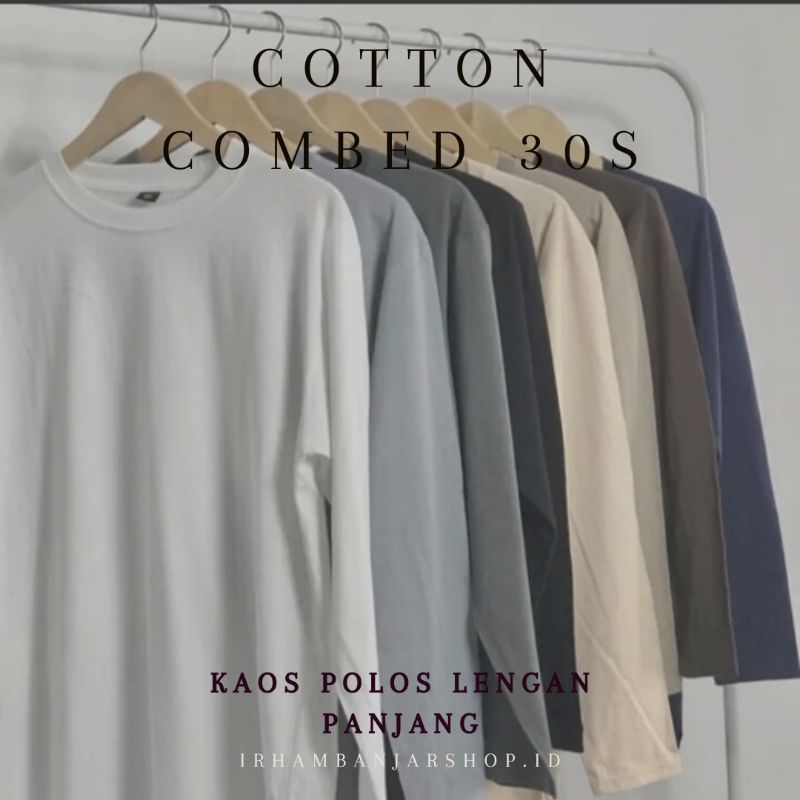 Jual KAOS POLOS CATTON COMBED 30S LENGAN PANJANG PRIA DAN WANITA ...