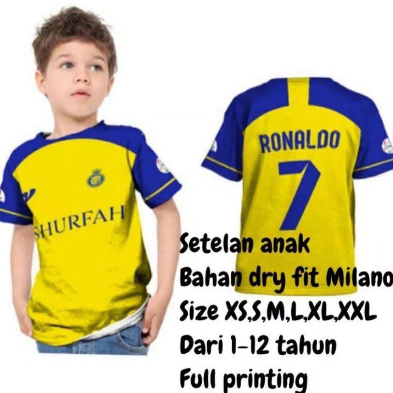 Jual Jersey Kaos Bola Anak Cr7 Ronaldo Al Nassr Terbaru 2023 Shopee Indonesia