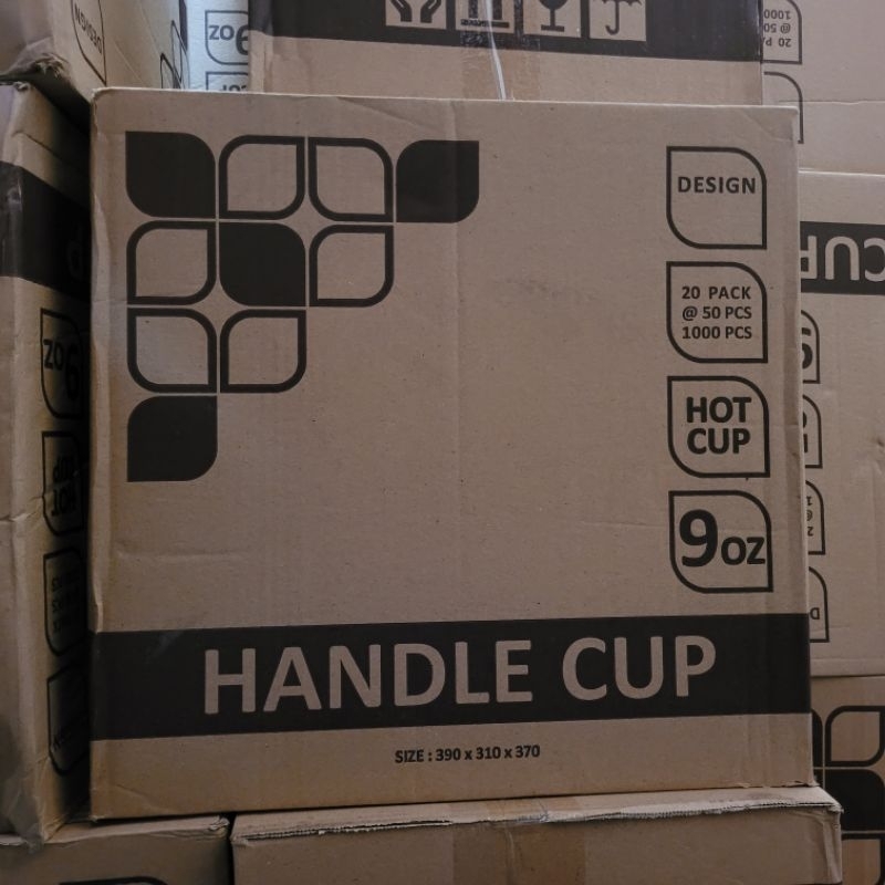 Jual [ GRAB / CARGO ] HOT PAPER CUP 9 OZ HANDLE MOTIF COFFEE / GELAS ...