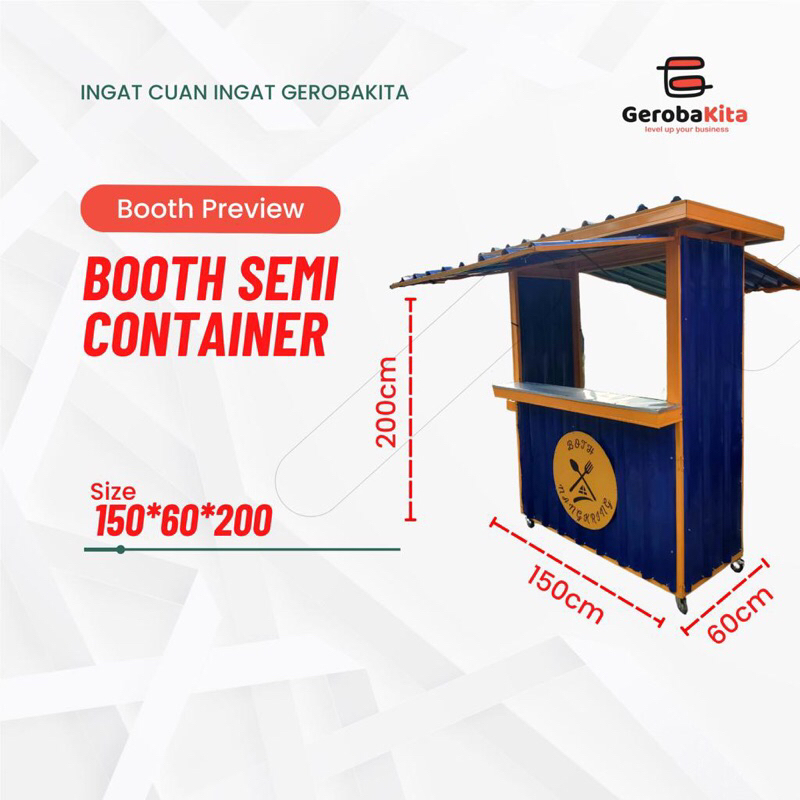 Jual Booth Semi Container Gerobak Semi Minimalis Booth Murah