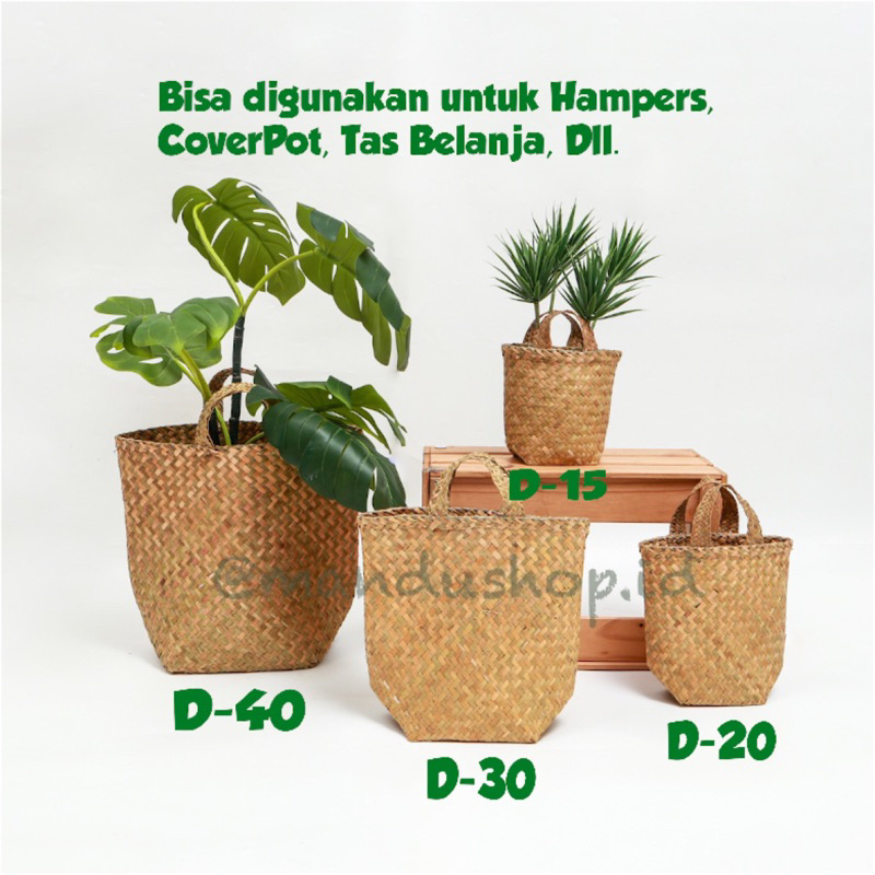 Jual Cover pot,Bakul purun, cover anyaman pot, tas hampers, tas sembako, keranjang purun