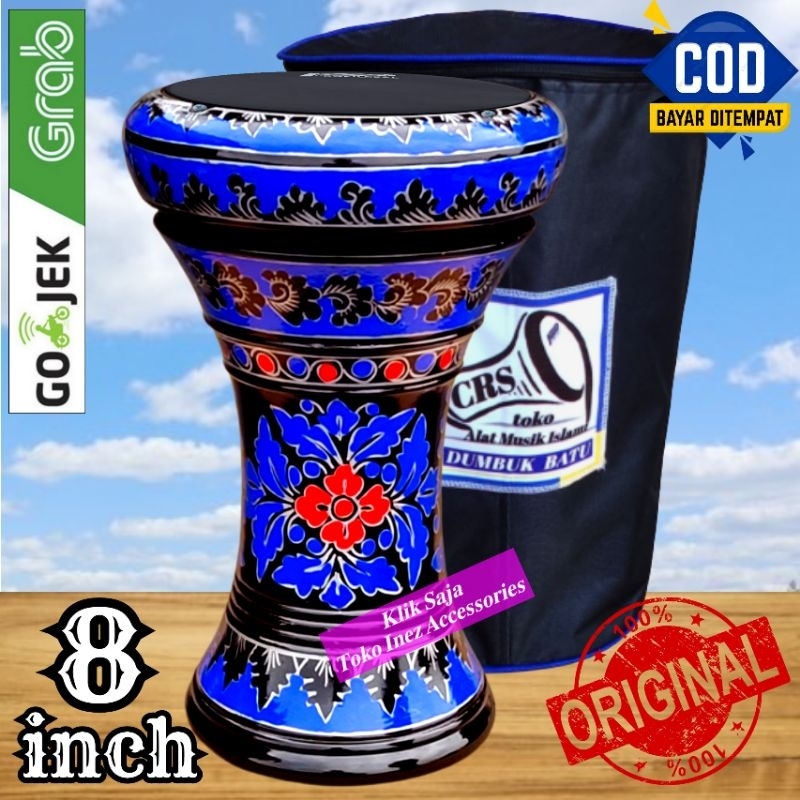 Jual Dumbuk Atau Darbuka Kayu 8 inch Hitam Biru Power Beat Hitam