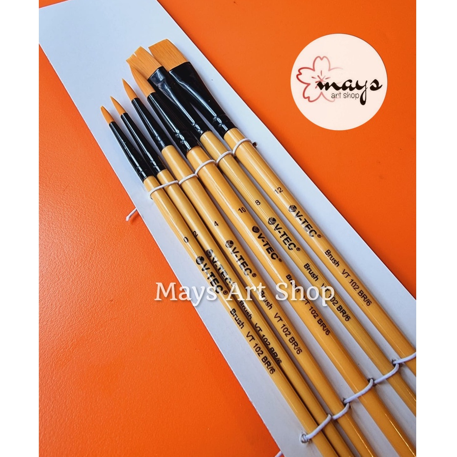 Jual Kuas Lukis Set Isi 6 V Tec Vt 102 Br6 Premium Quality Brush Vtec Artist Brush Flat Round 7452