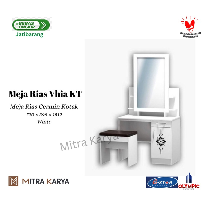 Jual Meja Rias Kaca Sliding Putih Minimalis Gstar Olympic | Shopee ...