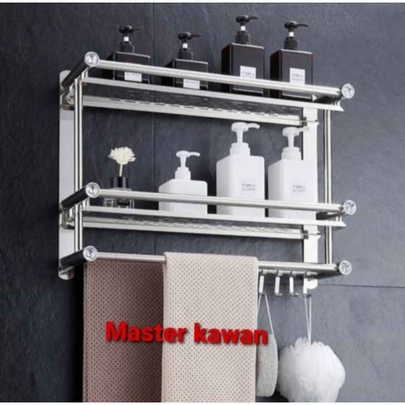 Jual Rak Sabun Shampo 2 Susun Stainless /Rak Toilet Serbaguna | Shopee ...