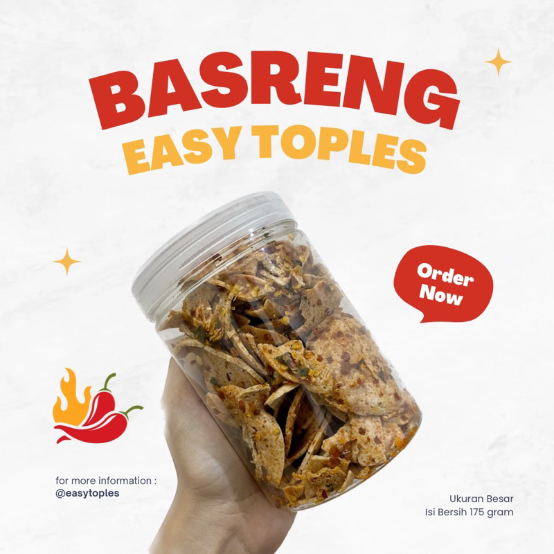 Jual Basreng Pedas Gurih 180 Gram Kemasan Easy Toples Sedang Shopee