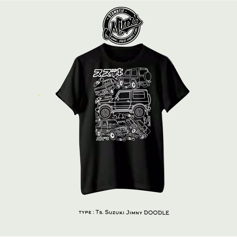 Jual KAOS SUZUKI JIMNY SJ-410 DOODLE HITAM - KAOS MOBIL-KAOS OTOMOTIF