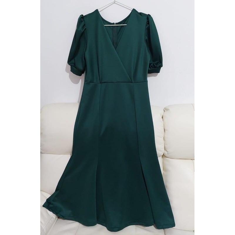 Jual Dress Cantik model Duyung Warna Hijau Botol | Shopee Indonesia