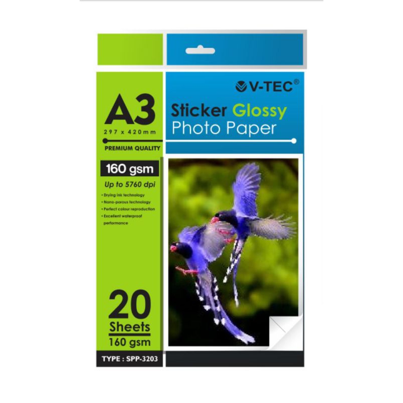 Jual Label stiker glossy sticker A3 photo paper V-TEC | Shopee Indonesia