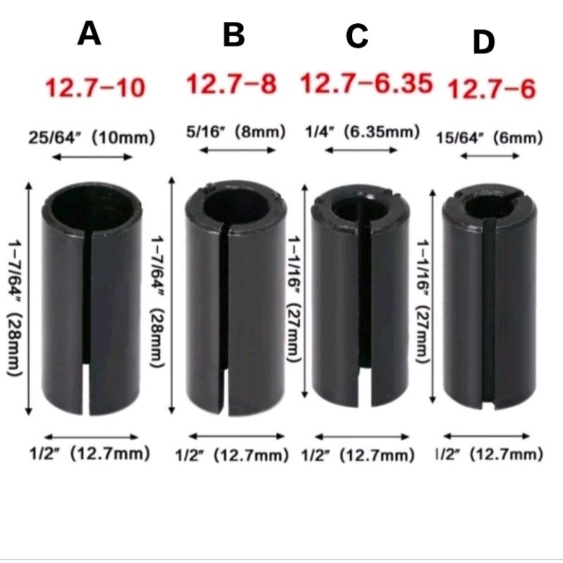 Jual Buat Mesin Router Adapter Collet Chuck Sleeve Sambungan