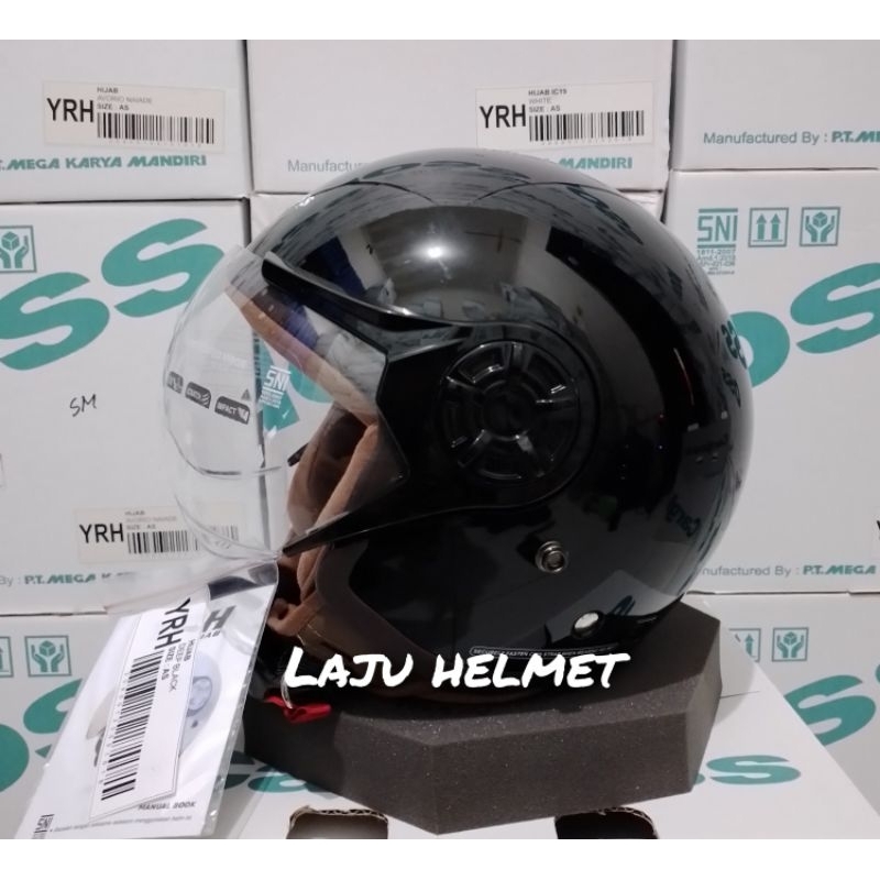 Jual Helm Cargloss Yrh Hijab Black Glossy Shopee Indonesia