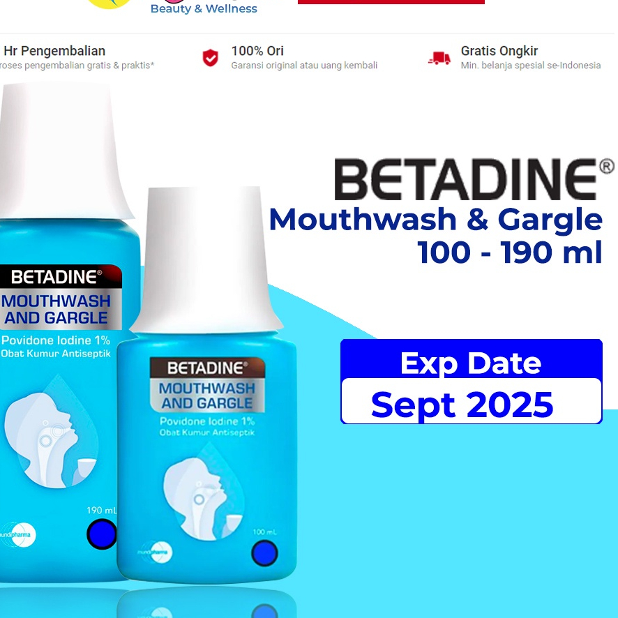 Jual Betadine Mouthwash & Gargle/Betadine Kumur 100 ml/Betadine Gargle