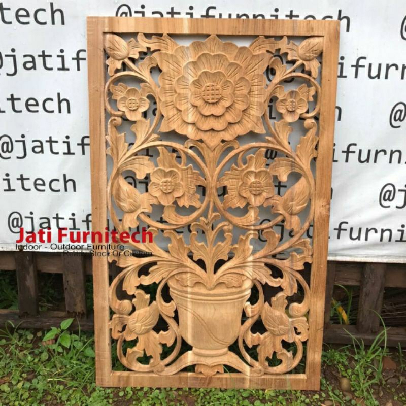 Jual Hiasan Dinding Kayu Jati Ornamen Ukiran Jati Ukiran Custom