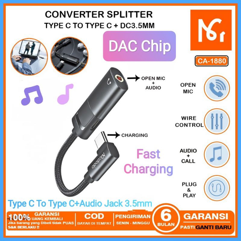 Jual Mcdodo Adapter Converter Splitter Type C To Type C Audio Jack Mm Dac Chip Open Mic