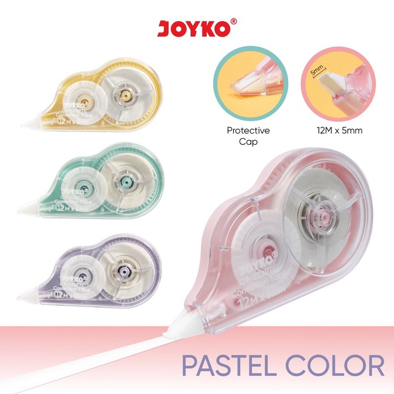Jual STIPO KERTAS WARNA PASTEL/CORECTION TAPE JOYKO CT522 PTL BODI