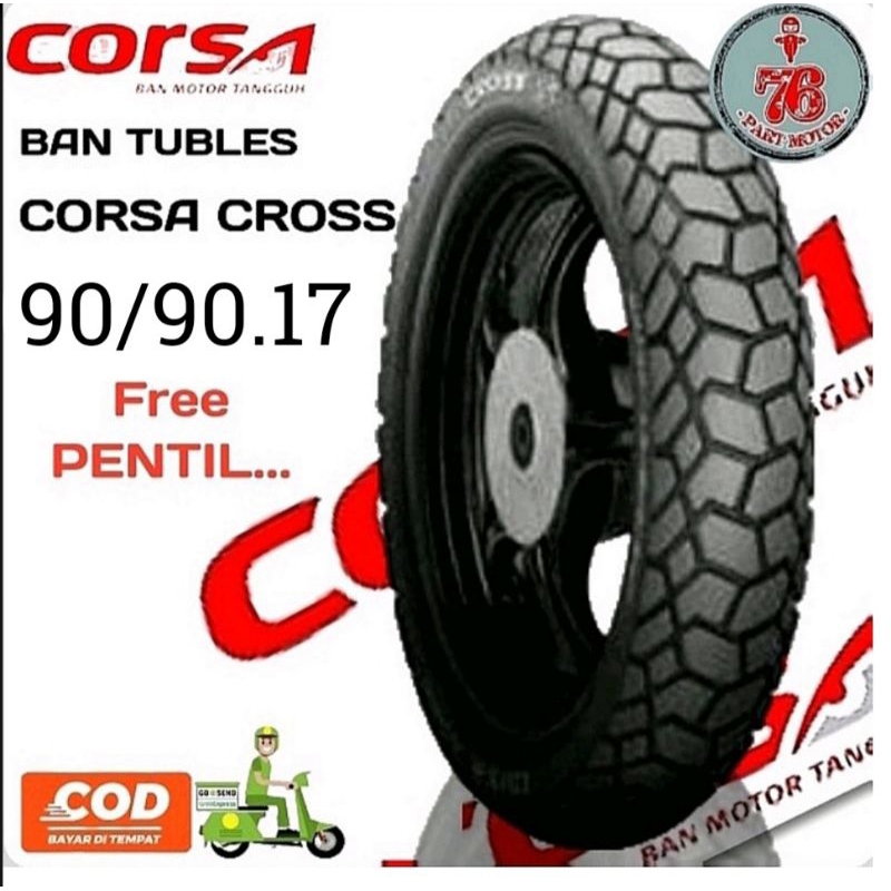 Jual BAN TUBELESS CORSA CROSS 90/90.17 FREE PENTIL | Shopee Indonesia