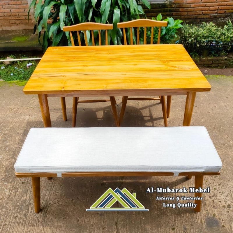 Jual Set Meja Makan Minimalis Modern Kayu Jati | Shopee Indonesia