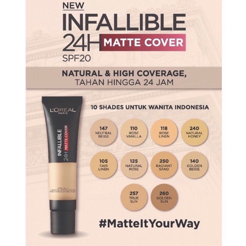 Jual Loreal Infallible Pro Matte Foundation Original SG 110 rose