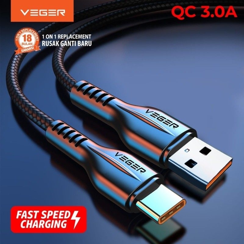 Jual Kabel data VEGER VG-18 for MICRO/TYPE-C QC3.0 1M FAST CHARGING ...