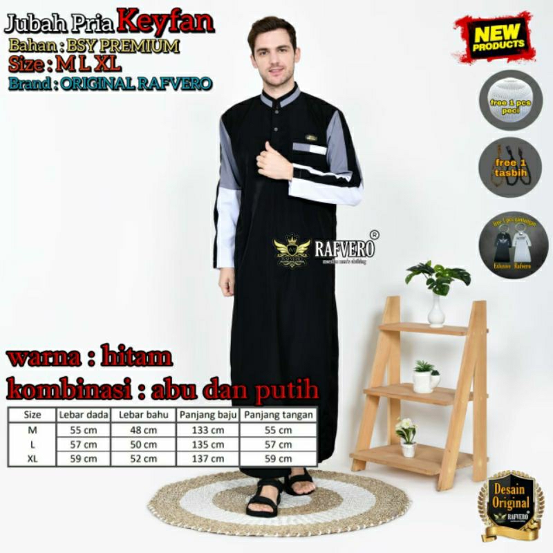 Jual Baju muslim pria jubah keyfan lengan panjang premium original