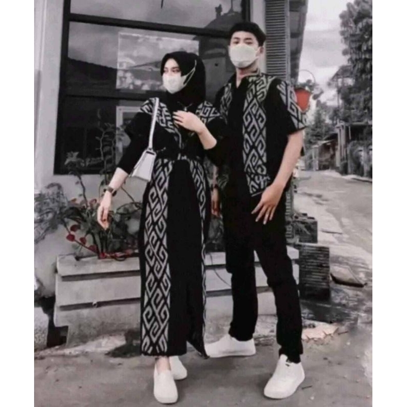 Jual Raisa Couple Tenun Motif Toraja Warna Hitam Baju Keluarga