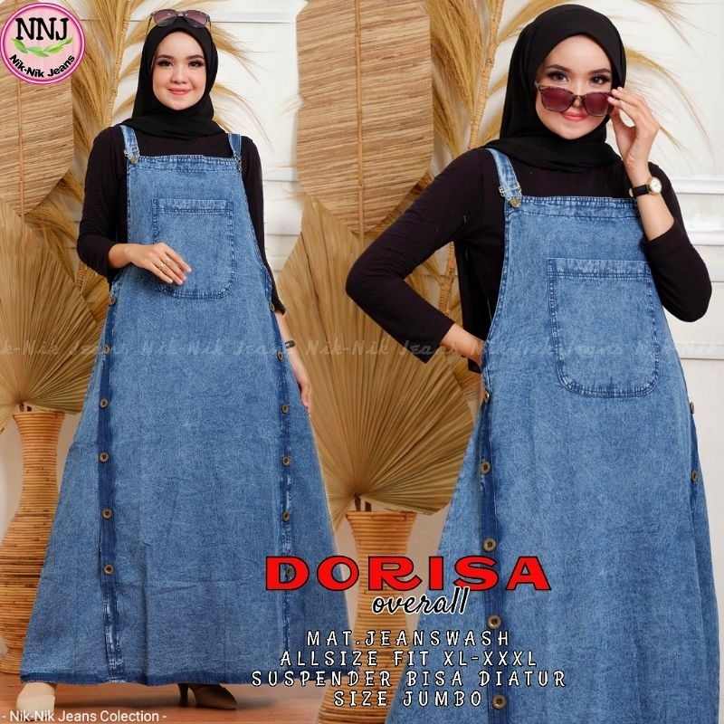 Jual Jesina Overall Jeans Snow Dress Jumbo fit to XXL Jumpsuit Rok ...