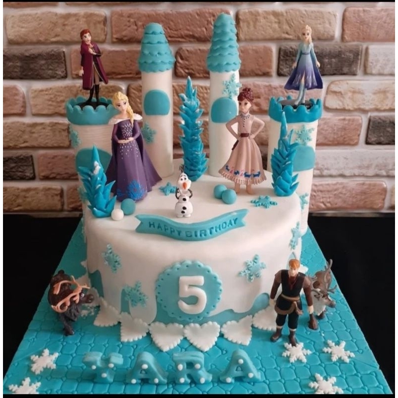 Jual Kue Ulang Tahun Elsa & Anna Castle Frozen Diameter 22cm/ Kue Ultah