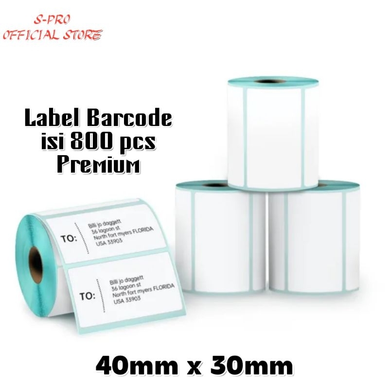 Jual DIRECT THERMAL STIKER 40X30 MM KERTAS LABEL STIKER BARCODE 1 LINE