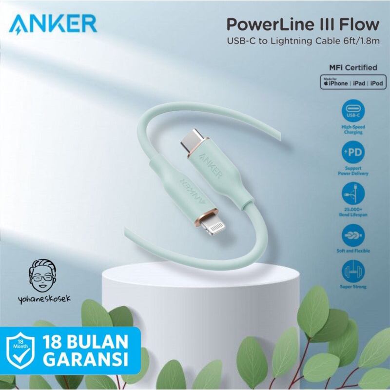 Jual Kabel Charger Powerline Iii Flow Type C To Lightning Ft Shopee