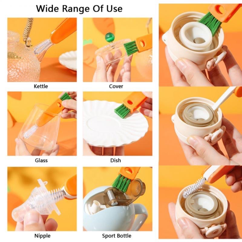 Jual Sikat Pembersih Tutup Botol 3in1 Bentuk Wortel / Alat Cuci Sela ...