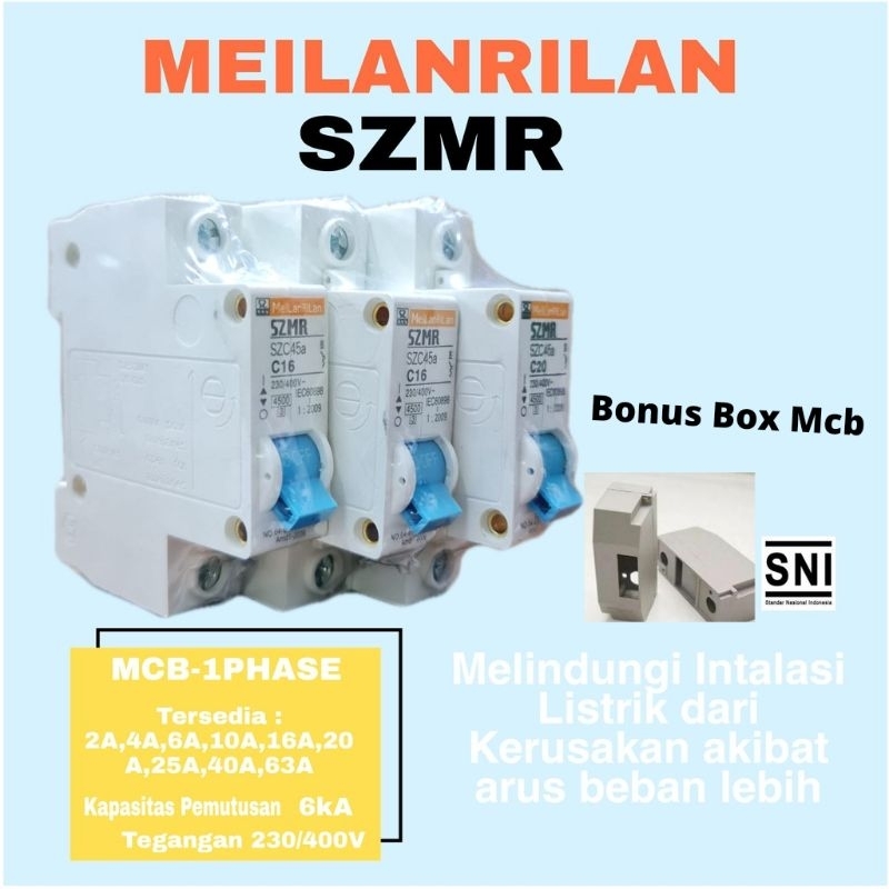 Jual MCB LISTRIK SZMR 2A SAMPAI 63A SNI BONUS BOX MCB | Shopee Indonesia