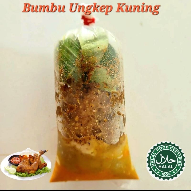 Bahan-bahan untuk membuat Ayam Ungkep Bumbu Kuning seperti kunyit, jahe, dan bawang putih