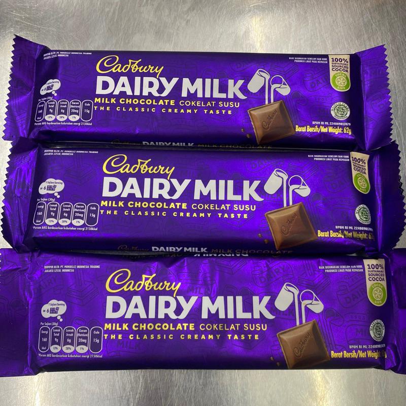 Jual Cadbury Dairy Milk Chocolate Original Regular 62g, Coklat Dengan ...