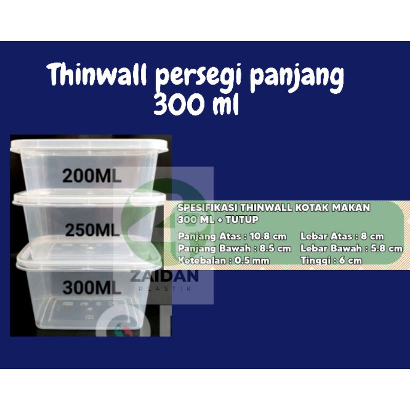 Jual Thinwall Murah Persegi Panjang 300ml Tutup Wadah Plastik Box