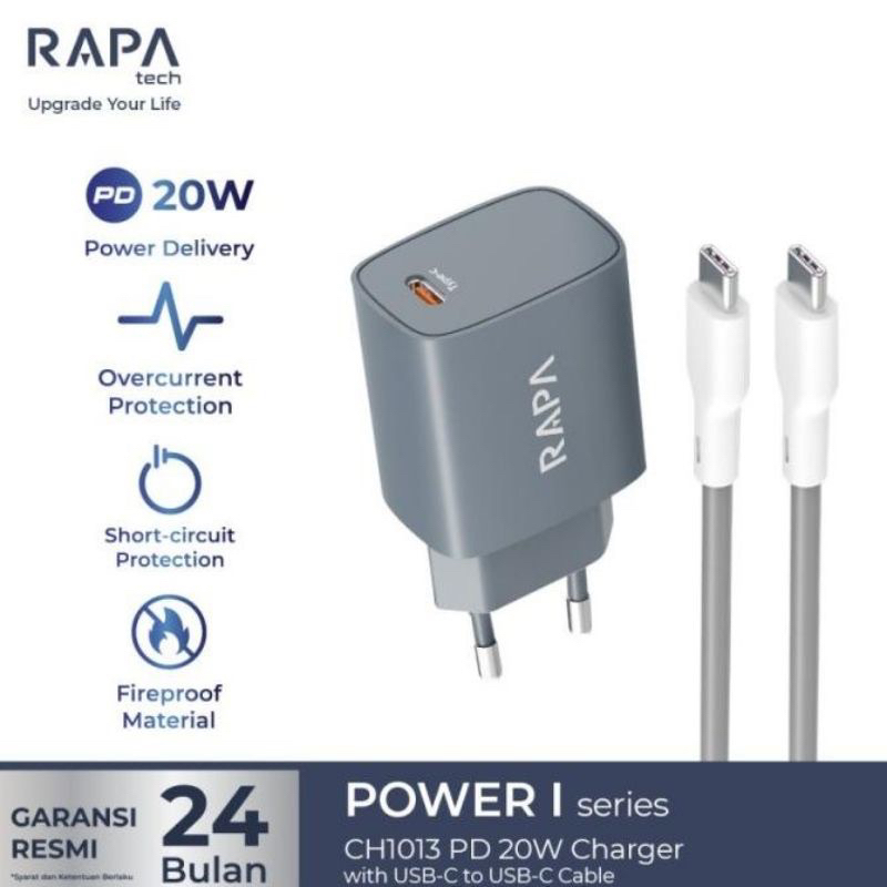 Jual RAPAtech CH1013 Fast Charging PD 20W with type-C to type-C Cable ...