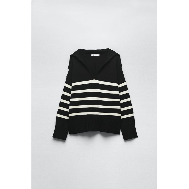 Jual Sweater Knit Z*raa V Neck Striped | Shopee Indonesia