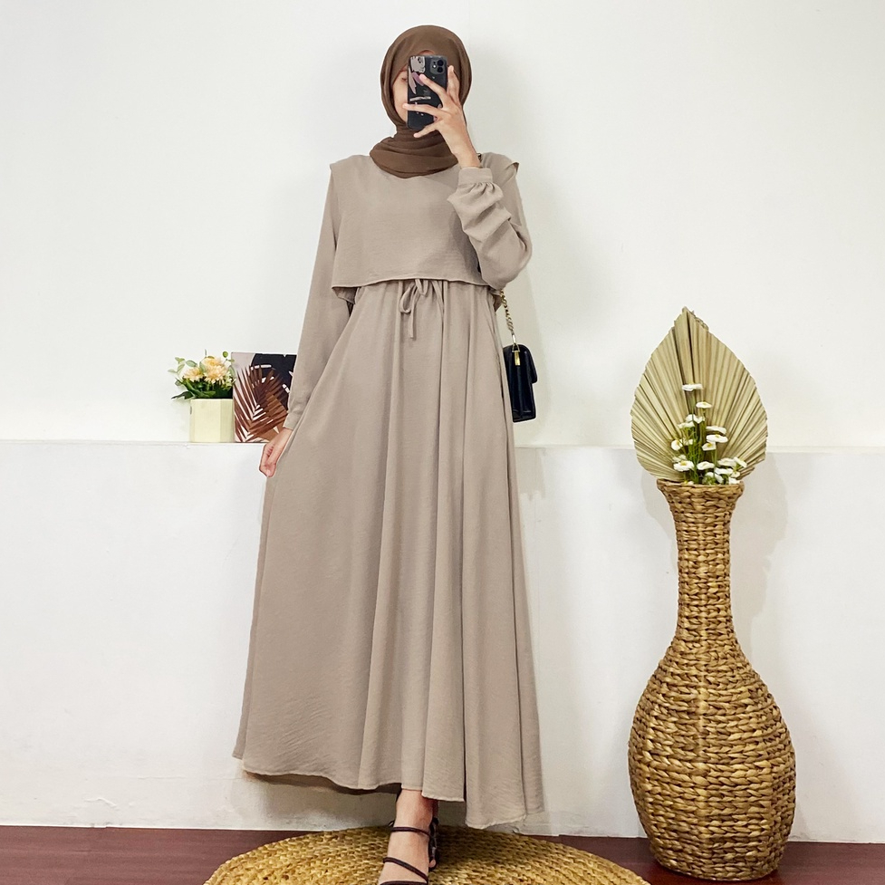 Jual Gamis Crincle Kringkel Terbaru Viral Trendy Best Seller Dress Polos Crinckle Syar I