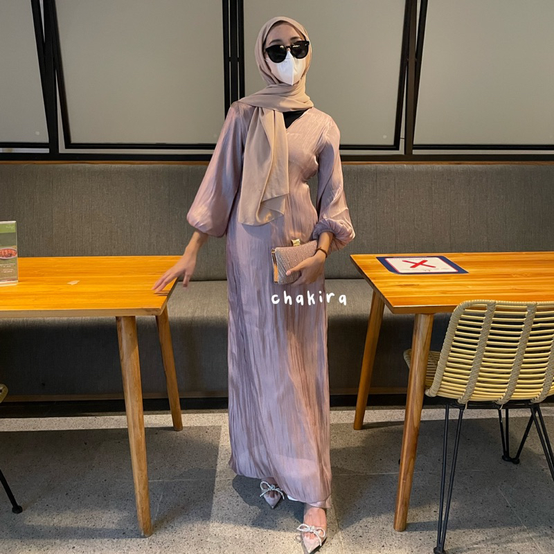 Jual shimmer dress/shimmer outer/dress 4 look/dress silk lebaran/kimono