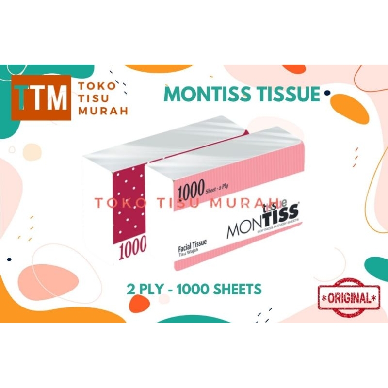 Jual PROMO Montiss 1000 sheets Tisu wajah Tissue kiloan 2ply | Shopee ...