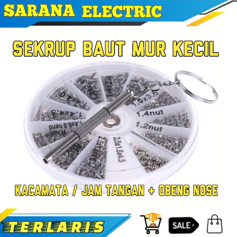 Set Reparasi Kacamata Perlengkapan Kacamata Baut Sekrup Mur Obeng Nose Pad  Earhook Nosepad Silicon