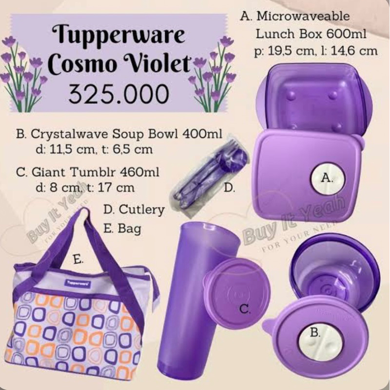 Jual tupperware set tempat makan cosmo violet | Shopee Indonesia