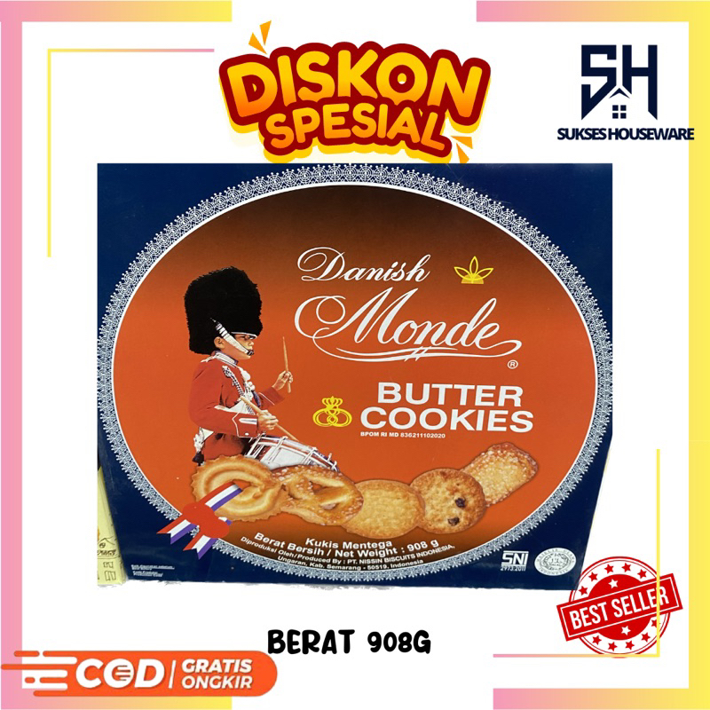 Jual Danish Monde Butter Cookies 908 gr BIscuits TIN Kaleng Besar Shopee Indonesia