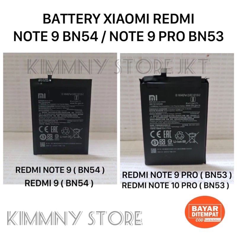 Jual Battery Batre Baterai Xiaomi Redmi 9 Note 9 Bn54 Note 9 Pro Note 10 Pro Bn53 Original 5354