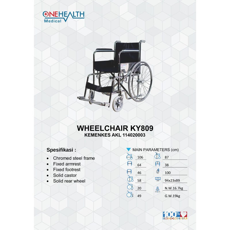 Jual Onehealth Kursi Roda Velg Jari Jari Kursi Roda Rumah Sakit Wheelchair Standard Chrome