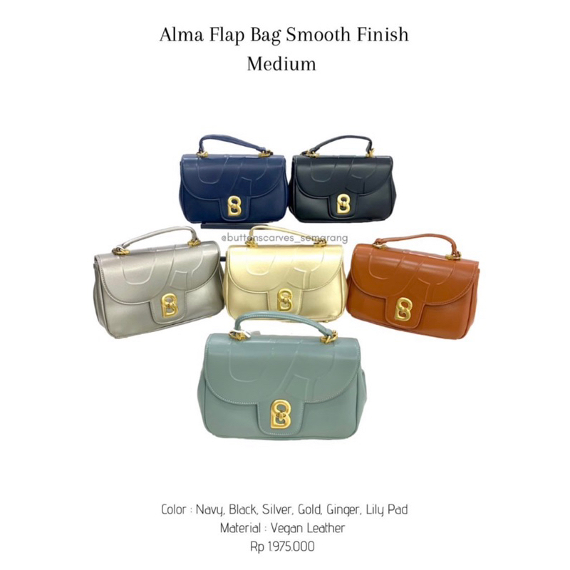 Alma Flap Bag Smooth Finish Medium - Navy
